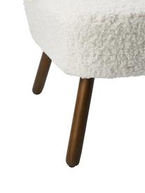 Poltrona in teddy bianco Robine, Rivestimento: teddy (poliestere) Il riv, Piedini: legno di betulla vernicia, Teddy bianco, legno di betulla laccato, Larg. 63 x Prof. 73 cm