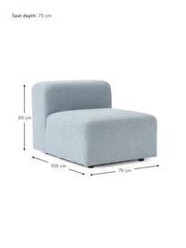 Bouclé-Mittelmodul Lena, Bezug: Bouclé (93 % Polyester, 6, Gestell: Kiefernholz, Schichtholz,, Füße: Kunststoff, Bouclé Hellblau, B 76 x T 106 cm
