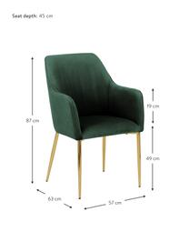 Sametová židle s područkami Ava, Tmavě zelená, Š 57 cm, H 63 cm