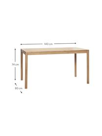 Table en bois de chêne Acorn, 140 x 80 cm, Bois de chêne, certifié FSC, Bois de chêne, larg. 140 x prof. 80 cm