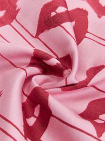 Pościel z satyny bawełnianej Kacy, Blady różowy, czerwony, 135 x 200 cm + 1 poduszka 80 x 80 cm