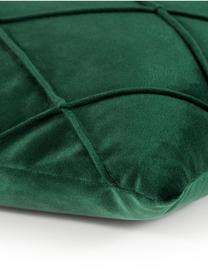 Federa arredo in velluto verde con motivo a rombi Nobless, 100% velluto di poliestere, Verde, Larg. 50 x Lung. 50 cm