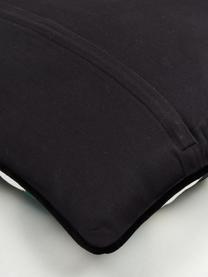 Federa arredo con bordino nero Geo, 100% cotone, Bianco crema, verde, dorato, Larg. 45 x Lung. 45 cm