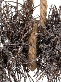 Ghirlanda in legno effetto ghiaccio Alvia Ø40 cm, Marrone, argentato, Ø 40 x Alt. 10 cm