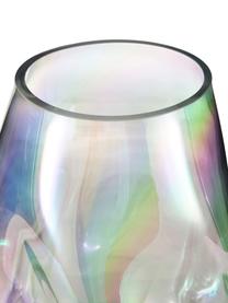 Jarrón artesanal de vidrio iridiscente Rainbow, Vidrio soplado artesanalmente, Transparente iridiscente, Ø 18 x Al 26 cm