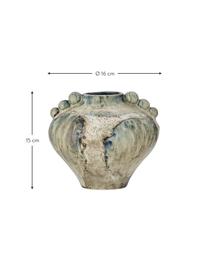 Handgefertigte Vase Cophia aus Steingut, Steingut, Blau, Beige, Ø 16 x H 15 cm
