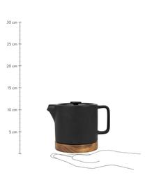 Kleine Teekanne Nordika mit Akazienholzsockel, 700 ml, Untersetzer: Bambus, Schwarz, Akazienholz, 700 ml