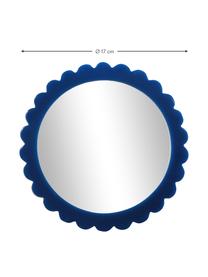 Kosmetikspiegel Bloom mit blauem Kuststoffrahmen, Rahmen: Polyresin, Rückseite: Mitteldichte Holzfaserpla, Spiegelfläche: Spiegelglas, Blau, Ø 17 cm x T 2 cm