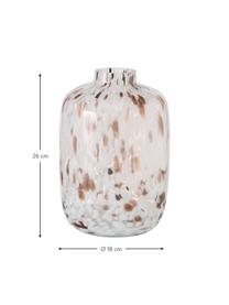 Jarrón grande de vidrio Lulea, Vidrio, Blanco, marrón, transparente, Ø 18 x H 26 cm