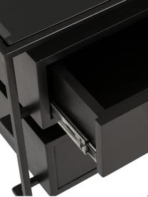 Noční stolek se skleněnou deskou Lyle, Černá, Š 45 cm, V 58 cm