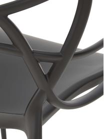 Chaises à accoudoirs design Masters, 2 pièces, Polypropylène, certifié Greenguard, Noir, larg. 57 x prof. 47 cm