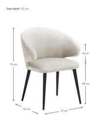Moderní sametová židle s područkami Celia, Béžová, Š 57 cm, H 62 cm