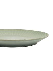 Keramik-Speiseteller Itziar mit Rillenstruktur in Hellgrün, 2 Stück, Keramik, Hellgrün, Ø 27 x H 2 cm