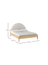 Houten bed Sean met gestoffeerde hoofdeinde, Frame: massief essenhout, FSC-ge, Poten: massief essenhout, FSC-ge, Geweven stof beige, licht essenhout, B 140 x L 200 cm