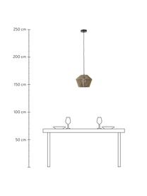 Lampada a sospensione in corda di canapa intrecciata Mira, Baldacchino: metallo, verniciato a pol, Paralume: corda di canapa, metallo, Marrone, Ø 30 x Alt. 22 cm