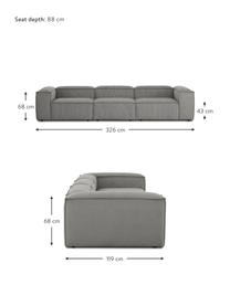 Canapé modulable 4 places velours côtelé gris Lennon, Velours côtelé gris, larg. 327 x prof. 119 cm