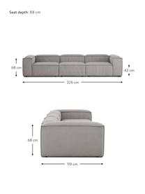 Modulaire bank Lennon (4-zits) van corduroy, Bekleding: corduroy (92% polyester, , Frame: massief grenenhout, multi, Poten: kunststof, Corduroy grijs, B 327 x H 119 cm