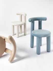 Sedia imbottita in velluto Calan, Rivestimento: 100% poliestere, Struttura: metallo ricoperto di schi, Velluto bianco crema, Larg. 55 x Prof. 52 cm