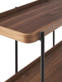 Libreria in legno con struttura in metallo Renee, Mensole: pannello di fibra a media, Struttura: metallo verniciato a polv, Legno di noce, Larg. 150 x Alt. 100 cm