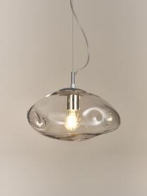 Lampada a sospensione Amora, Paralume: vetro, Baldacchino: metallo spazzolato, Trasparente, cromato, Ø 35 x Alt. 20 cm