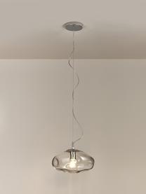Hanglamp Amora van glas, Lampenkap: glas, Frame: metaal, geborsteld, Transparant, chroomkleurig, Ø 35 x H 20 cm