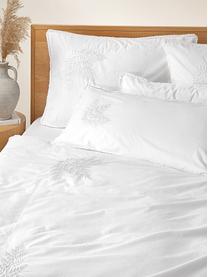 Baumwollperkal-Bettdeckenbezug Juliette mit Stickereien und Zierbordüre, Webart: Perkal Fadendichte 200 TC, Weiß, B 200 x L 200 cm