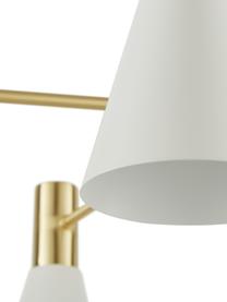 Grote hanglamp Sia van metaal, Baldakijn: vermessingd metaal, Lampenkappen: mat wit. Baldakijn en lampframe: geborsteld messingkleurig, Ø 75  x H 14 cm