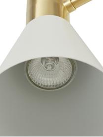 Grote hanglamp Sia van metaal, Baldakijn: vermessingd metaal, Lampenkappen: mat wit. Baldakijn en lampframe: geborsteld messingkleurig, Ø 75  x H 14 cm