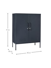 Metalen highboard Midi, Gepoedercoat staal, Antraciet, B 85 x H 111 cm