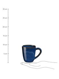 Handgefertigte Tassen Midnight, 6 Stück, Steingut, Dunkelblau, Ø 9 x H 10 cm, 250 ml