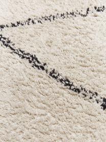 Handgetufteter Baumwollläufer Asisa mit Zickzack-Muster und Fransen, Flor: 100 % Baumwolle, Beige, Schwarz, B 80 x L 200 cm