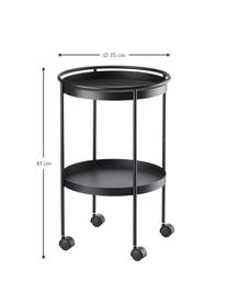 Runder Metall-Servierwagen Rocks, Metall, beschichtet, Schwarz, Ø 35 x H 61 cm