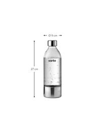 Botellas de agua Carbonator 3, 2 uds., Botella: plástico, PET, libre de B, Adornos: acero recubierto, Transparente, plateado, Ø 9 x Al 27 cm, 1 L