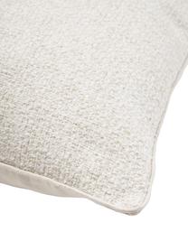 Housse de coussin en tissu bouclé avec bordure passepoilée Dotty, Blanc crème, larg. 45 x long. 45 cm