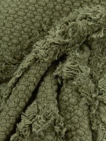 Boho Kissenhülle Akesha mit getuftetem Zickzack-Muster, 100% Baumwolle, Grün, B 45 x L 45 cm