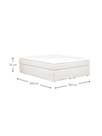 Boxspringbett Enya ohne Kopfteil, Matratze: 5-Zonen-Taschenfederkern, Füße: Kunststoff, Webstoff Greige, 140 x 200 cm, Härtegrad H2