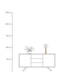 Tischlampe Jascha aus hellem Eschenholz, Lampenfuß: Eschenholz, FSC-zertifizi, Lampenschirm: Stoff in Leinenoptik, Helles Eschenholz, Weiß, Ø 24 x H 43 cm