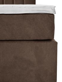 Lit à sommier tapissier brun avec rangement Livia, Tissu brun, larg. 140 x long. 200 cm, indice de fermeté 2