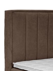 Cama continental Livia, con espacio de almacenamiento, Patas: plástico, Tejido marrón oscuro, An 140 x L 200 cm, dureza 2
