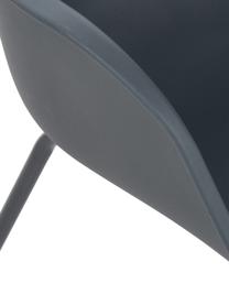 Stolička z umelej hmoty s opierkami a kovovými nohami Claire, Tmavosivá, Š 60 x H 54 cm