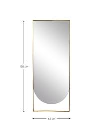 Rechthoekige leunende spiegel Masha met messingkleurige metalen lijst, Lijst: gepoedercoat metaal, Messingkleurig, B 65 x H 160 cm