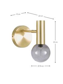Verstelbare wandlamp Wilson met glazen lampenkap, Lampenkap: glas, Fitting: vermessingd metaal, Messingkleurig, D 22 x H 22 cm