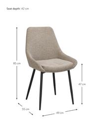 Krzesło tapicerowane Sierra, 2 szt., Tapicerka: 100% poliester, Nogi: metal malowany proszkowo, Beżowa tkanina, S 49 x G 55 cm