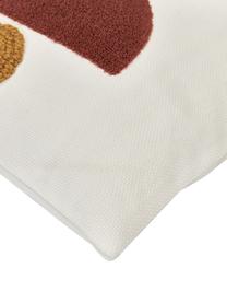 Bestickte Baumwoll-Kissenhülle Izad mit Hoch-Tief-Struktur, Bezug: 100 % Baumwolle, BCI-zert, Rotbraun, Ockergelb, Cremeweiß, B 45 x L 45 cm