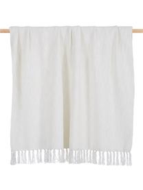 Bavlněný pléd s třásněmi Toly, 100 % bavlna, Krémově bílá, Š 130 cm, D 170 cm