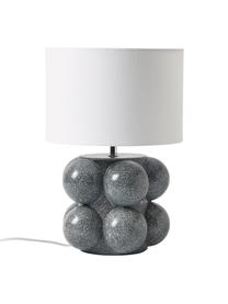 Malá keramická stolní lampa Baal, Bílá, modrošedá, Ø 30 cm, V 44 cm