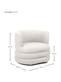 Sillón en tejido bouclé de diseño Solomon, Funda: 100% poliéster Alta resis, Tapizado: relleno de espuma, Estructura: madera de abeto maciza, m, Patas: plástico, Bouclé beige claro, An 95 x F 80 cm