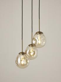 Lámpara de techo cluster de vidrio Amora, Anclaje: metal cepillado, Cable: cubierto en tela, Champán, latón, Ø 15 x Al 150 cm