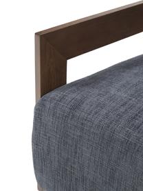 Loungesessel Cooper, Bezug: 97 % Polyester, 3 % Leine, Gestell: Massives Eschenholz, Schi, Beine: Eichenholz, Webstoff Dunkelblau, B 71 x T 98 cm