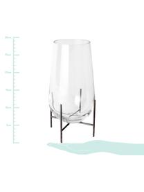 Mundgeblasene Design-Vase Échasse, Gestell: Messing, beschichtet, Vase: Glas, Schwarz, Transparent, Ø 15 x H 28 cm